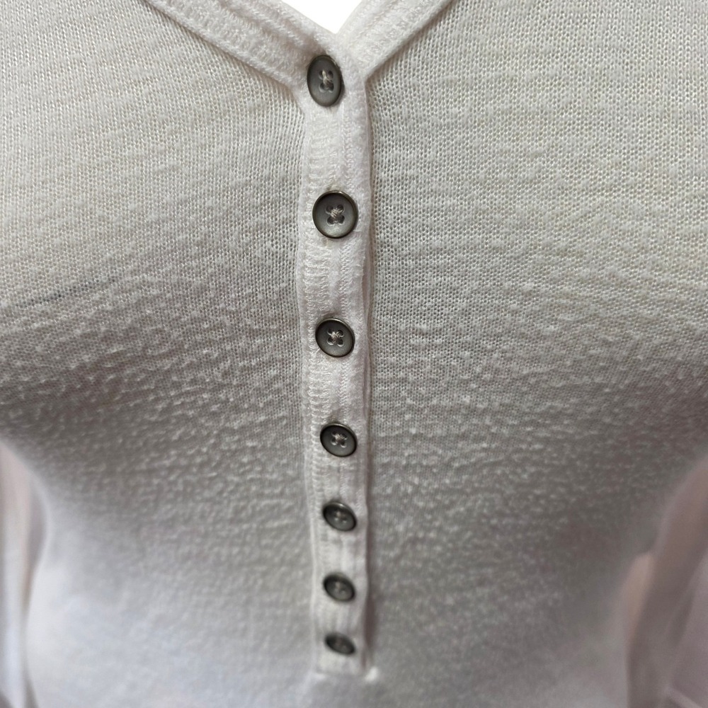 Abercrombie & Fitch Soft A&F Cozy Henley Shirt White Long Sleeve Top Small - Picture 3 of 6